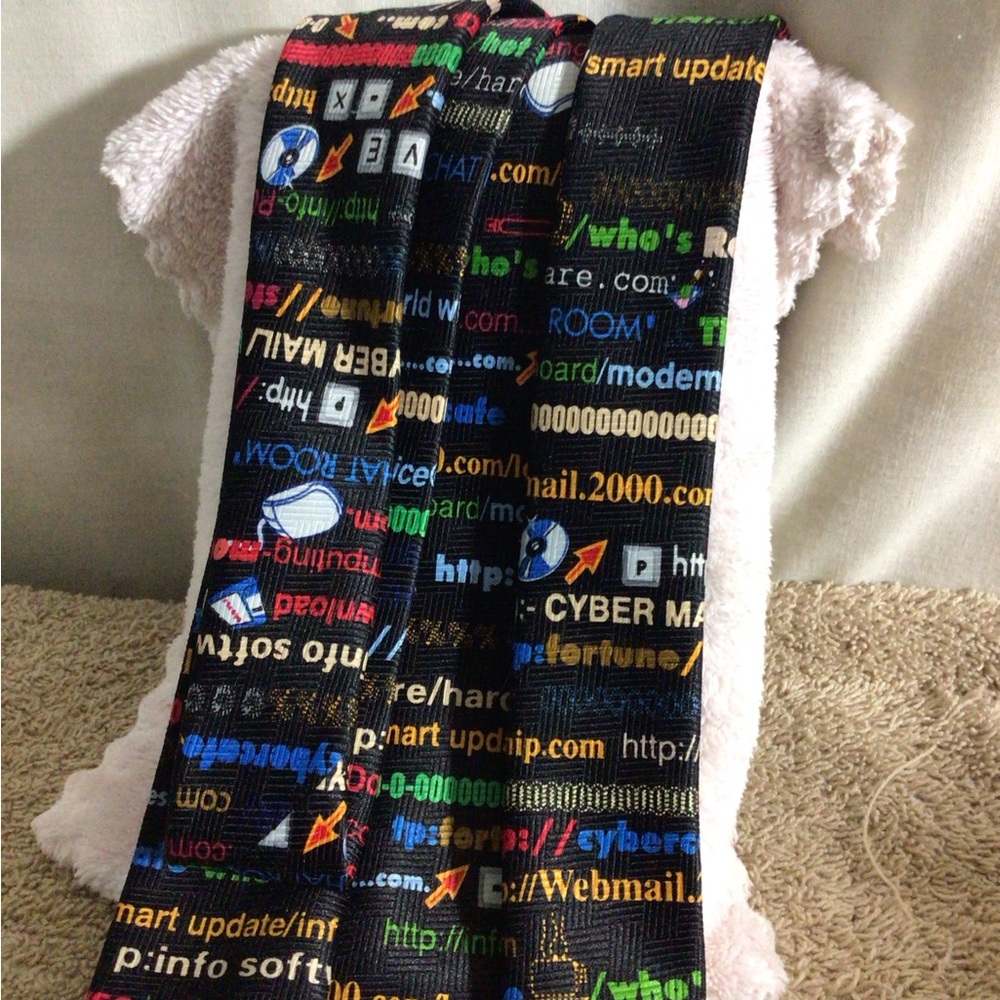 Multicolor Code-Print Men's Tie - Tech Text Pattern - Picture 12 of 12